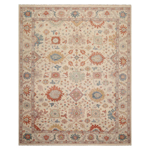 8x10 Beige, Rose, Gray Color Hand Knotted Distressed Wool Traditional Oriental Rug