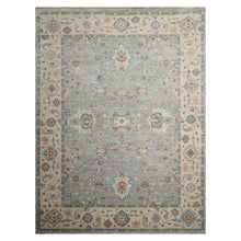 9x12 Blue, Ivory, Rust Color Hand Knotted Khyber Wool Traditional Oriental Rug