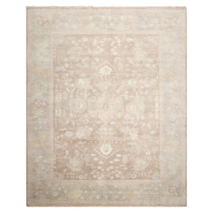 8x10 Brown, Gray, Beige Color Hand Knotted Afghan Oushak Wool Traditional Oriental Rug