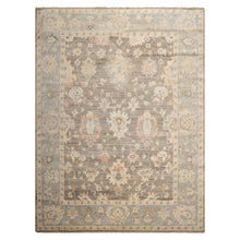 9x12 Brown, Slate, Peach Color Hand Knotted Afghan Oushak Wool Traditional Oriental Rug