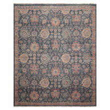 8x10 Slate, Rose, Rust Color Hand Knotted Distressed Wool Traditional Oriental Rug