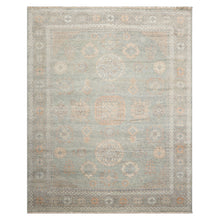 8x10 Mint, Peach, Gray Color Hand Knotted Afghan Oushak Wool Traditional Oriental Rug