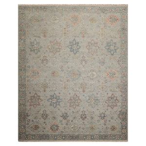 8x10 Gray, Slate, Rose Color Hand Knotted Distressed Wool Traditional Oriental Rug
