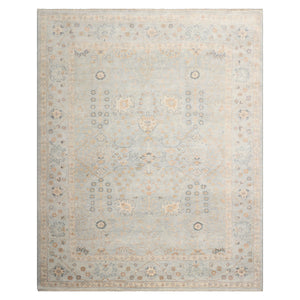 8x10 Mint, Beige, Gray Color Hand Knotted Afghan Oushak Wool Traditional Oriental Rug