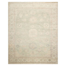 8x10 Mint, Beige, Gray Color Hand Knotted Afghan Oushak Wool Traditional Oriental Rug