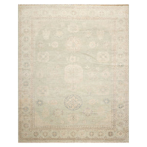 8x10 Mint, Beige, Gray Color Hand Knotted Afghan Oushak Wool Traditional Oriental Rug