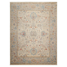 9x12 Beige, Gray, Red Color Hand Knotted Khyber Wool Traditional Oriental Rug