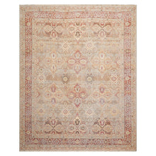 8x10 Gray, Rust, Celadon Color Hand Knotted Distressed Wool Traditional Oriental Rug