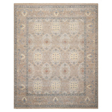 8x10 Tan, Beige, Slate Color Hand Knotted Distressed Wool Traditional Oriental Rug