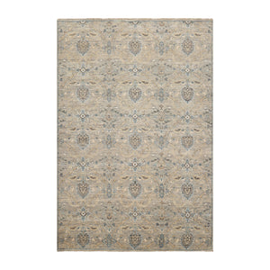 6x9 Gray Hand Knotted Traditional Wool Oriental Area Rug