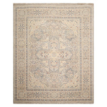 8x10 Khaki, Beige, Slate Color Hand Knotted Distressed Wool Traditional Oriental Rug
