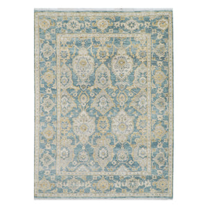 9x12 Aqua Hand Knotted Traditional Turkish Oushak 100% Wool Oriental Area Rug