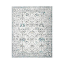 9x12  Ivory Gray Aqua Color Machine Made Washable Polyester Traditional Oriental Rug