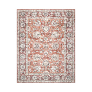 9x12  Rust Beige Gray Color Machine Made Washable Polyester Traditional Oriental Rug