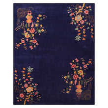 8x10 Navy Pink Green Color Hand Tufted Floral New Zealand Wool  Oriental Rug