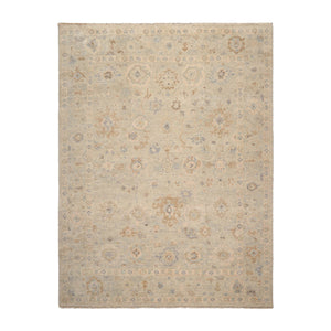 LoomBloom Beige Oushak Wool Rug LoomBloom Hand Knotted 8'11''x11'11''