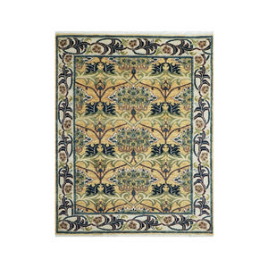 LoomBloom 8x10 Gold Hand Knotted William Morris Arts & Crafts Oushak Wool Oriental Area Rug