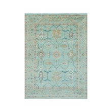 LoomBloom 9x12 Aqua Hand Knotted Traditional Oushak Wool Oriental Area Rug