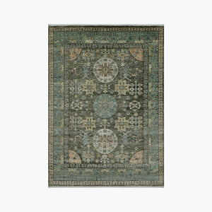 LoomBloom 9x12 Green Hand Knotted Traditional Oushak Wool Oriental Area Rug