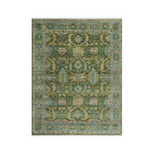 LoomBloom 8x10 Green Hand Knotted Traditional Oushak Wool Oriental Area Rug