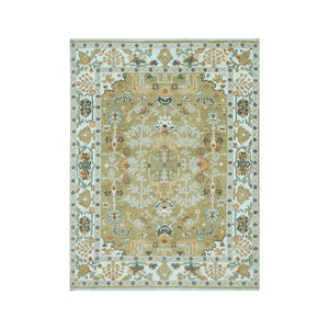 LoomBloom 9x12 Green Hand Knotted Traditional Oushak Wool Oriental Area Rug