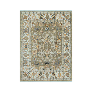 LoomBloom 8x10 Sage Hand Knotted Traditional Oushak Wool Oriental Area Rug