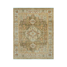 LoomBloom 8x10 Green Hand Knotted Traditional Oushak Wool Oriental Area Rug