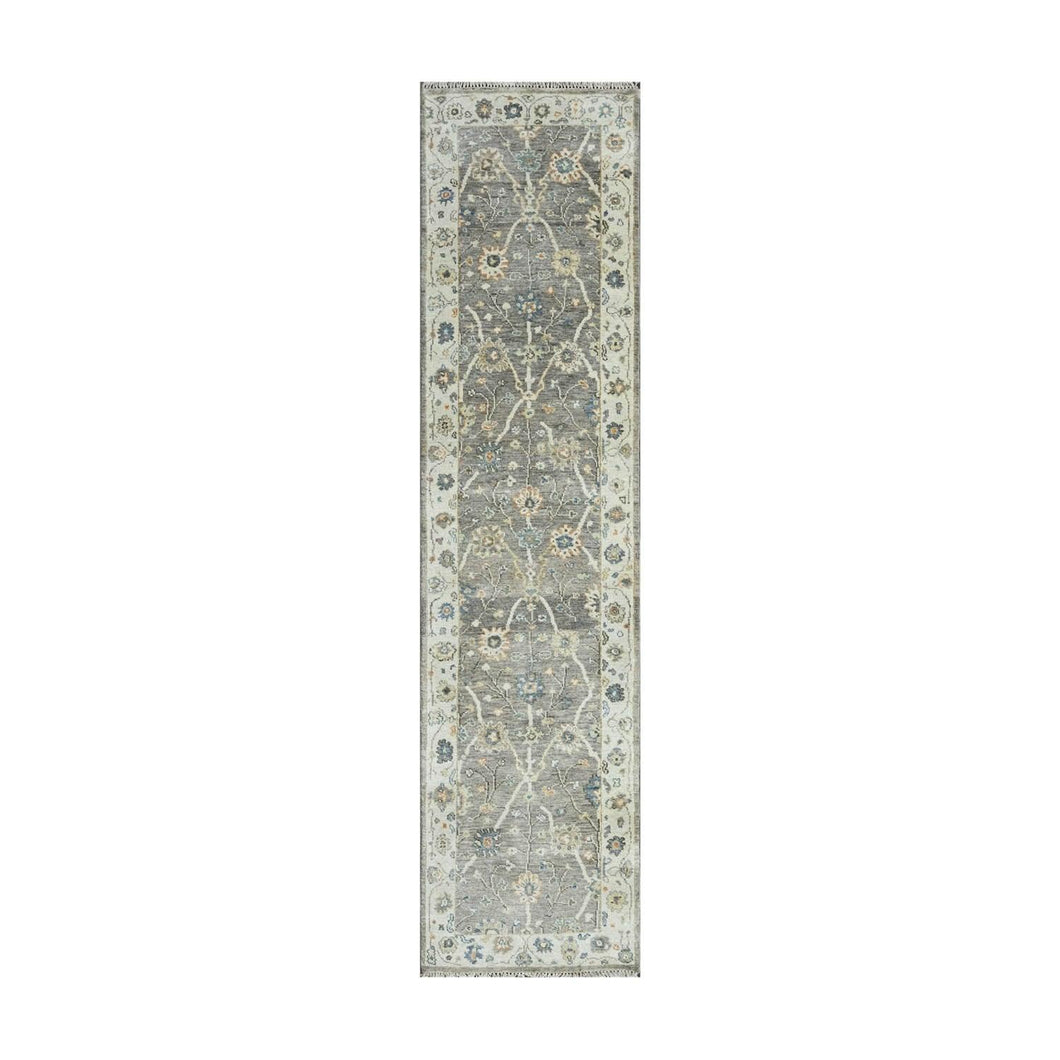 Multi Size Gray Hand Knotted Traditional Oushak Wool Oriental Area Rug - Oriental Rug Of Houston