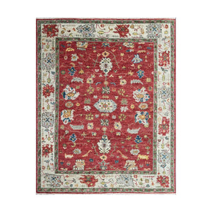 LoomBloom 8'2''x10'1" Coral Hand Knotted Arts & Crafts/Mission Oushak Wool Oriental Area Rug - Oriental Rug Of Houston