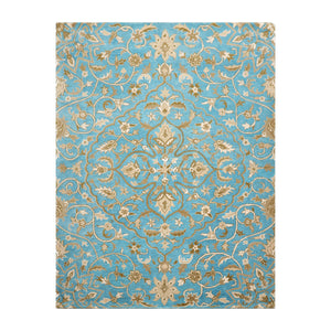 LoomBloom 7'8"x10' Aqua Hand Tufted Transitional Floral 100% Wool Oriental Area Rug