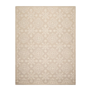 LoomBloom 7'8"x10' Beige Hand Tufted Transitional Floral 100% Wool Oriental Area Rug