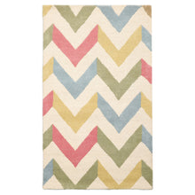 LoomBloom 3'x5' Ivory Hand Tufted Modern Chevron Wool Oriental Area Rug