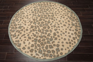 LoomBloom Multi Size Tan Hand Tufted Modern Leopard Print Wool and Bamboo Silk Oriental Area Rug