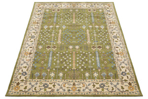 LoomBloom 8'x10' Green Hand Tufted Arts & Crafts Traditional Wool Oriental Area Rug