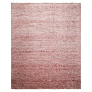 10x14 Raspberry Ivory Color Hand Knotted Geometric Wool & Bamboo Silk Contemporary Oriental Rug