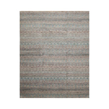 8x10 Gray, Teal, Brown Color Hand Knotted High End Designer Wool Transitional Oriental Rug