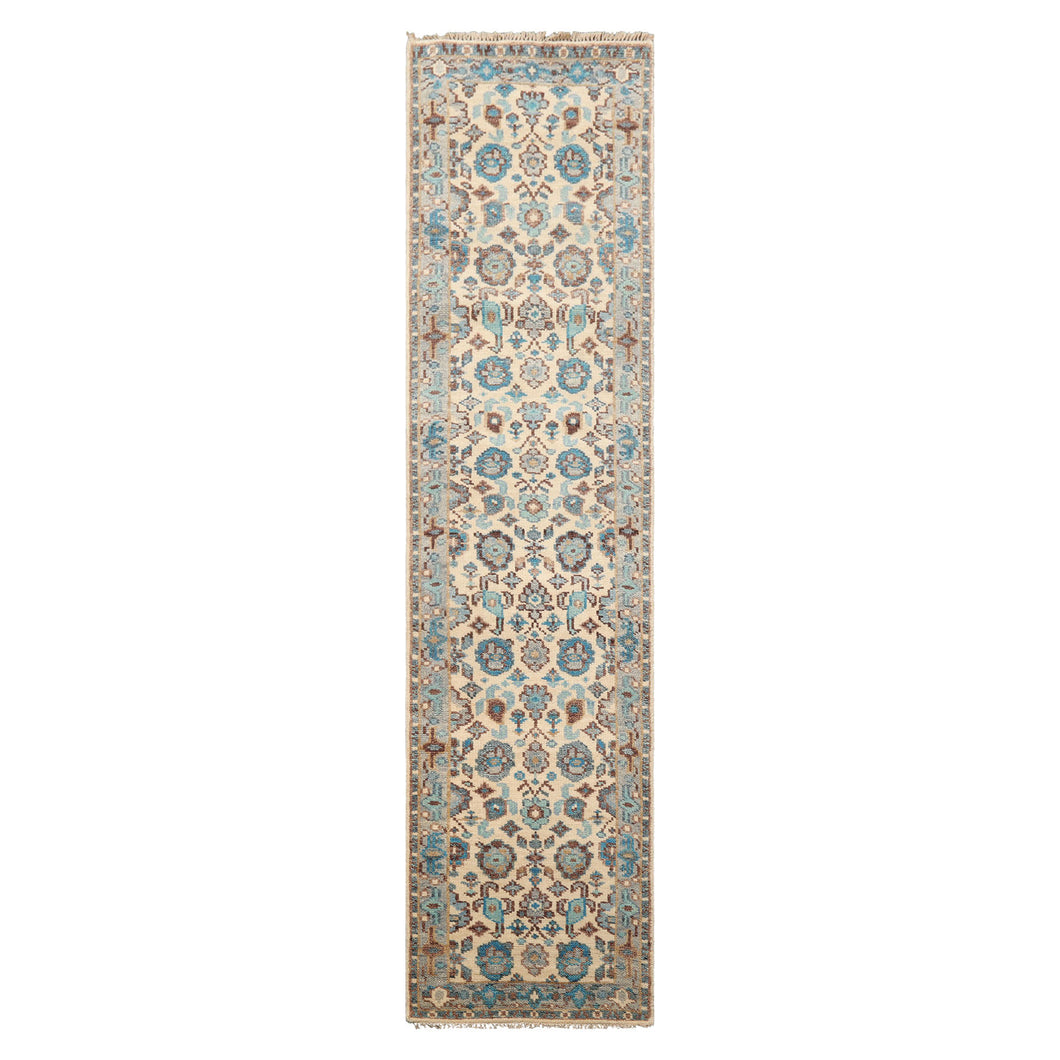 LoomBloom Multi Size Beige Hand Knotted Arts & Crafts/Mission Oushak Wool Oriental Area Rug