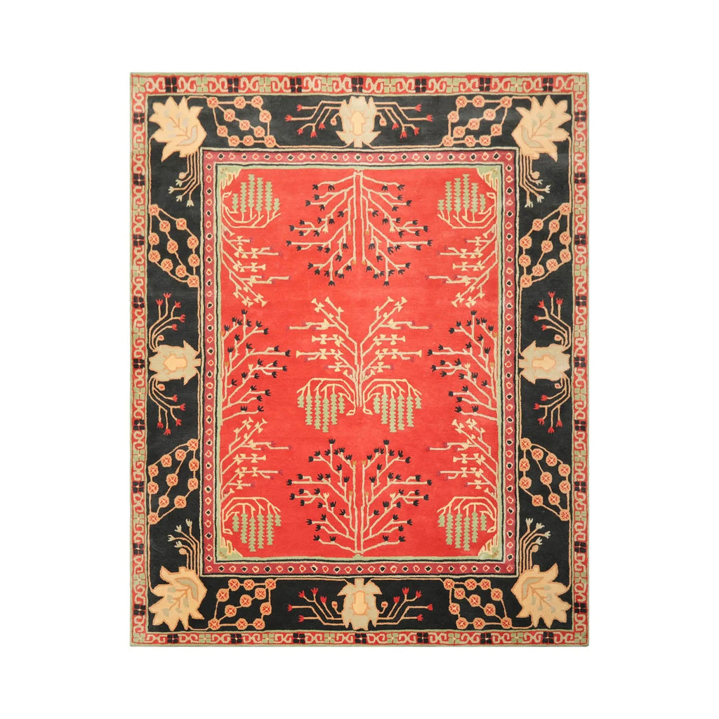 Multi Size Coral Hand Tufted Art & Crafts Donegal Oriental Area Rug ...
