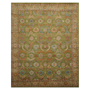 LoomBloom Multi Size Green Hand Tufted Traditional Arts & Crafts Wool Oriental Area Rug