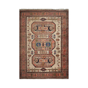 LoomBloom 10'2''x14'6" Beige Hand Knotted Traditional Heriz Wool Oriental Area Rug