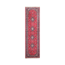 LoomBloom 2'8''x9'5" Runner Red Hand Knotted Traditional Kashan Wool Oriental Area Rug