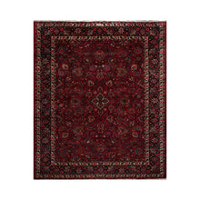 LoomBloom 10'x12'1" Burgundy Hand Knotted Traditional Kashan 200 KPSI  Wool Oriental Area Rug