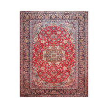 LoomBloom 9'5''x12'1" Red Hand Knotted Traditional Tabriz Wool Oriental Area Rug