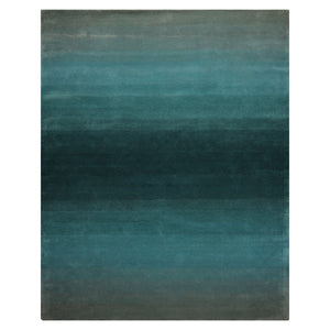 loomBloom Multi Size Teal Hand Tufted Wool Modern & Contemporary Ombre Designer Rug  Oriental Area Rug