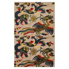 Multi Size Cream Teal Lime Color Hand Tufted Pictorial Wool Transitional Oriental Rug