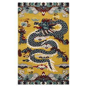 Multi Size Citrus Green White Navy Color Hand Tufted Pictorial Wool Transitional Oriental Rug