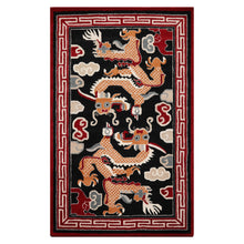 Multi Size Black Red Peach Color Hand Tufted Pictorial Wool Traditional Oriental Rug