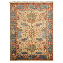 Multi Size Beige Aqua Blue Color Hand Knotted Oushak Wool Arts & Crafts Oriental Rug