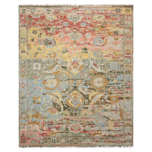 LoomBloom 8x10 Aqua Hand Knotted Transitional  Oushak Arts & Crafts Wool Oriental Area Rug