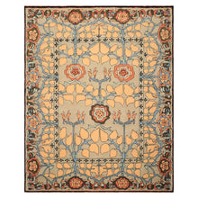 Multi Size Beige Peach Blue Color Hand Tufted Arts & Crafts Wool Transitional Oriental Rug